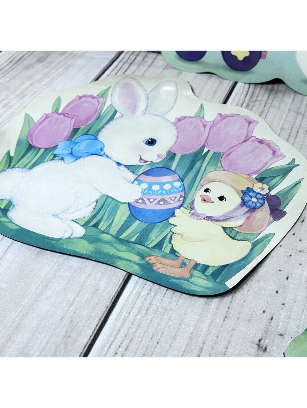 Vintage Lot of 3 Amscan Die-cut Easter Cutouts 16” Chick Bunny Eggs Spring 1983